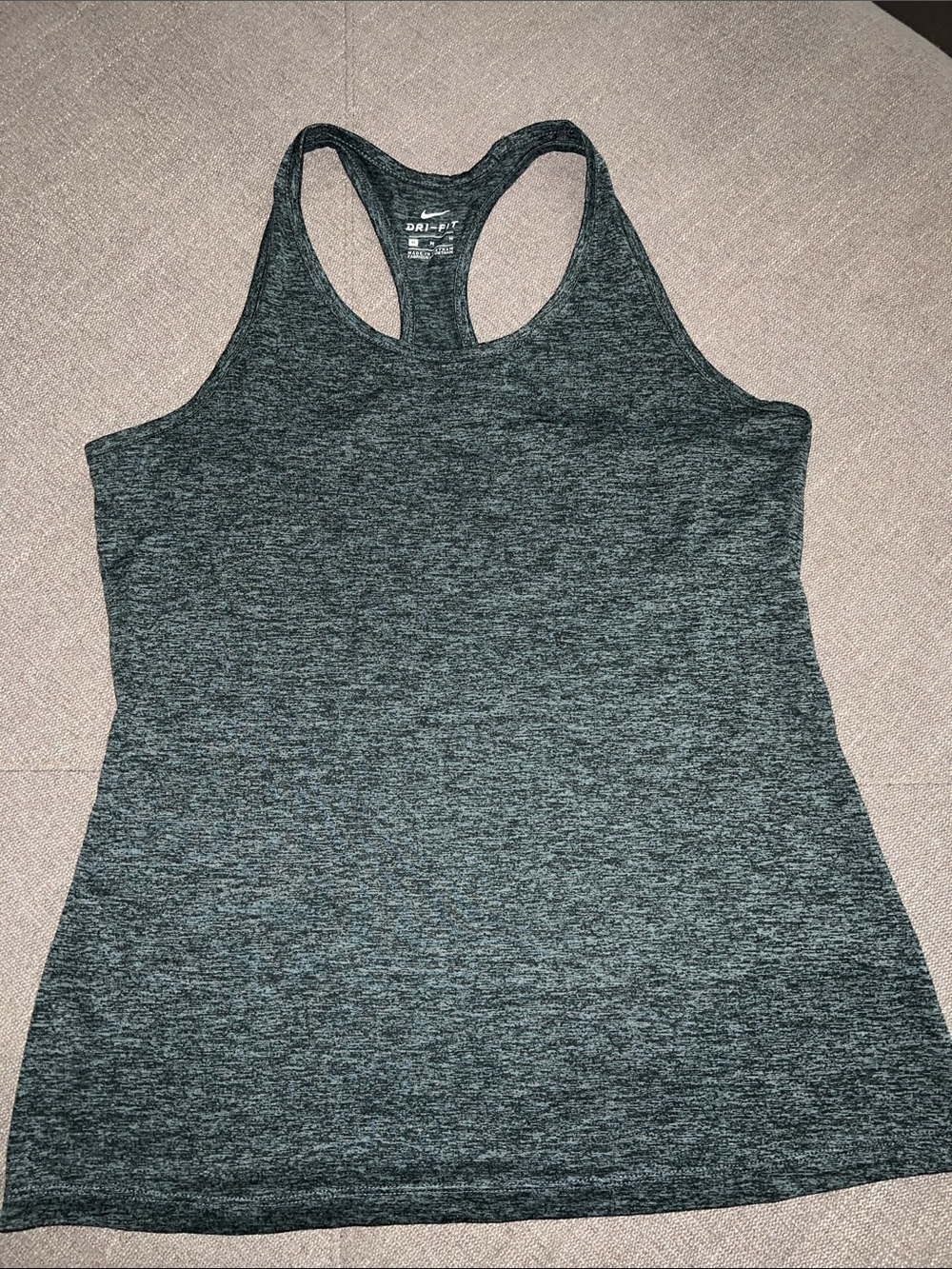 Nike Women's Heather Charcoal Racerback Tank Top - Medium
